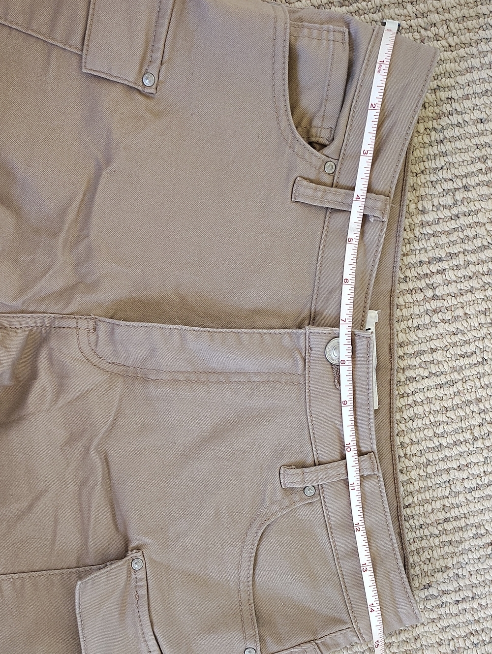 Wax Jean Beige Casual Short, Stretchy - Picture 4 of 5